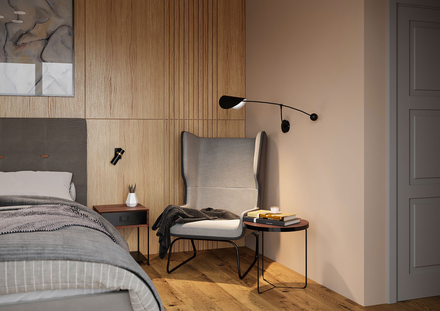 Дизайн интерьера кресла спальни таунхауса